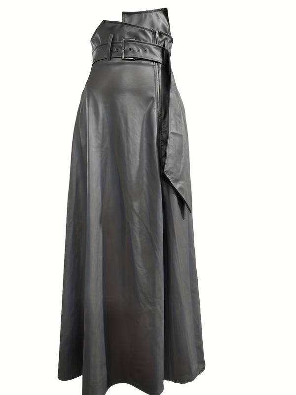 Miss Ellie -High-Waisted PU Leather Skirt