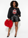 BACK IN BLACK -𝚫𝚺Θ Chenille -Off the Shoulder Sweatshirt