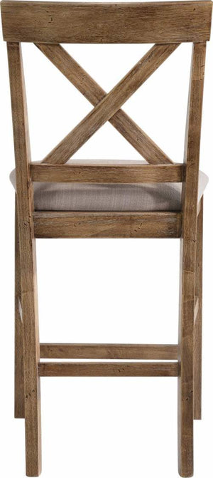 Martha Ii Counter Height Chair (set-2) In Tan Linen & Weathered Oak