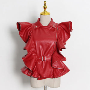 MISS BEAT IT- Leather Ruffle Vest -BACK IN STOCK!