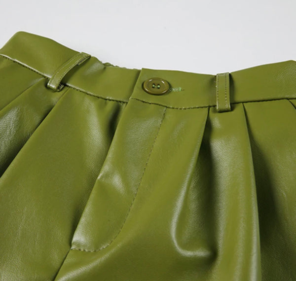 LIME ME Show You- Women's PU Leather Shorts