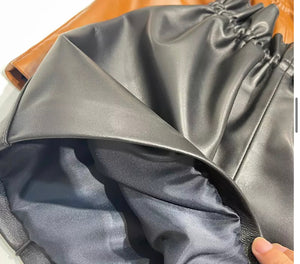 Draw Me Close - Women's  Leather Drawstring Shorts