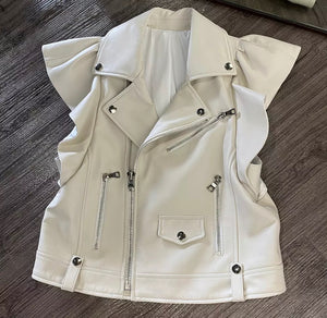 Essence of LYFE  - Ruffle Leather Vest -Plus Size