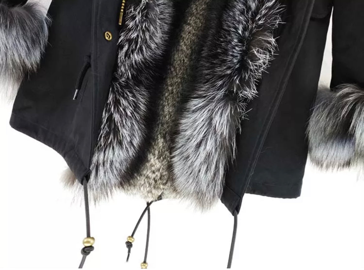Burr Chic - Women Fur Parka Coat