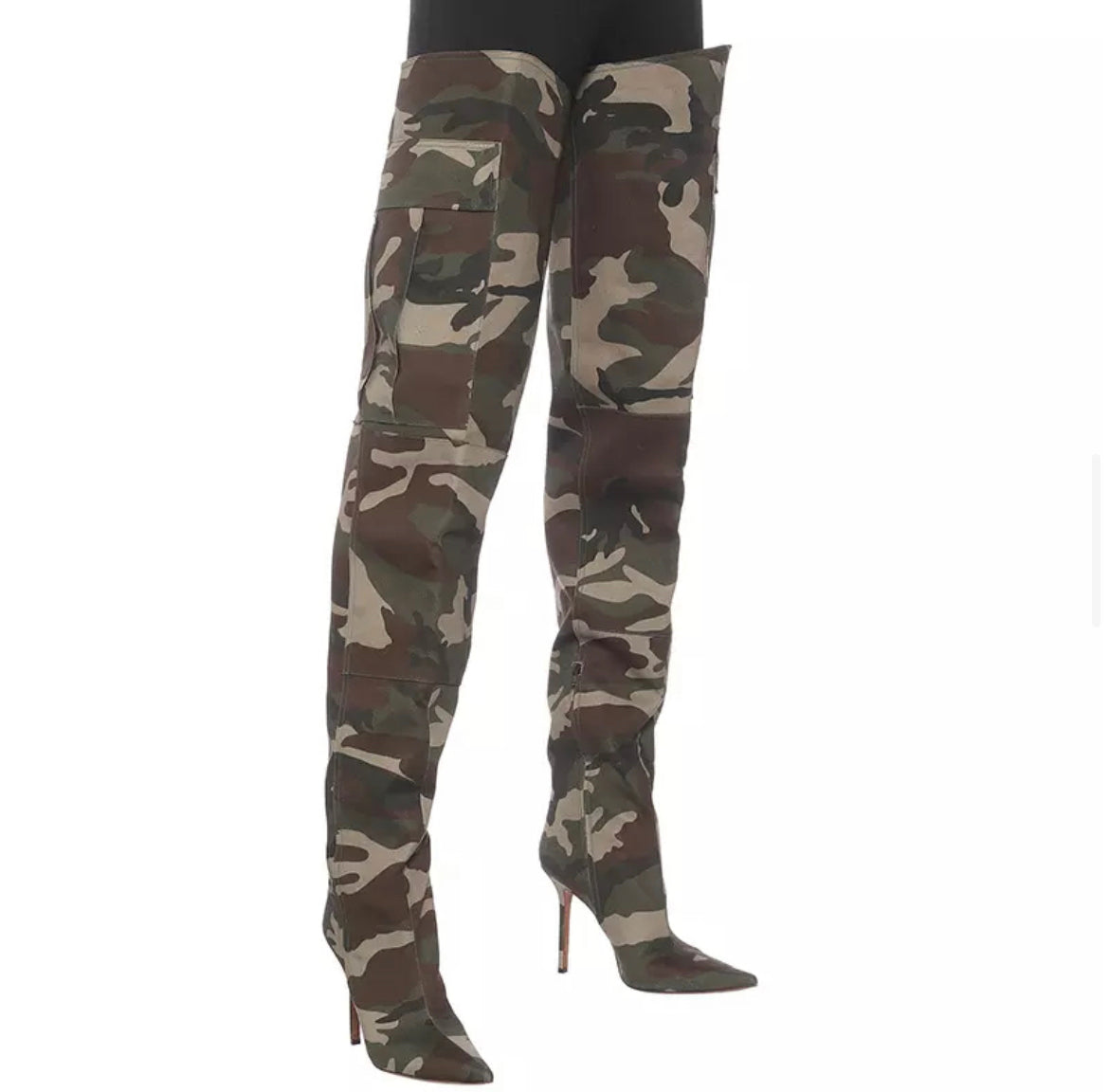Warrior Chic  - Camouflage Thigh Knee Boots