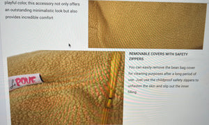 My Chic Bean - Modern 3 Foot Shearling Bean Bag -WORTHY CHIC HOME