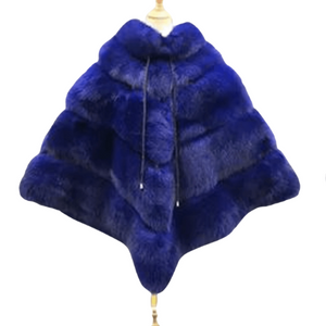 ZBlue- Fox Fur Poncho