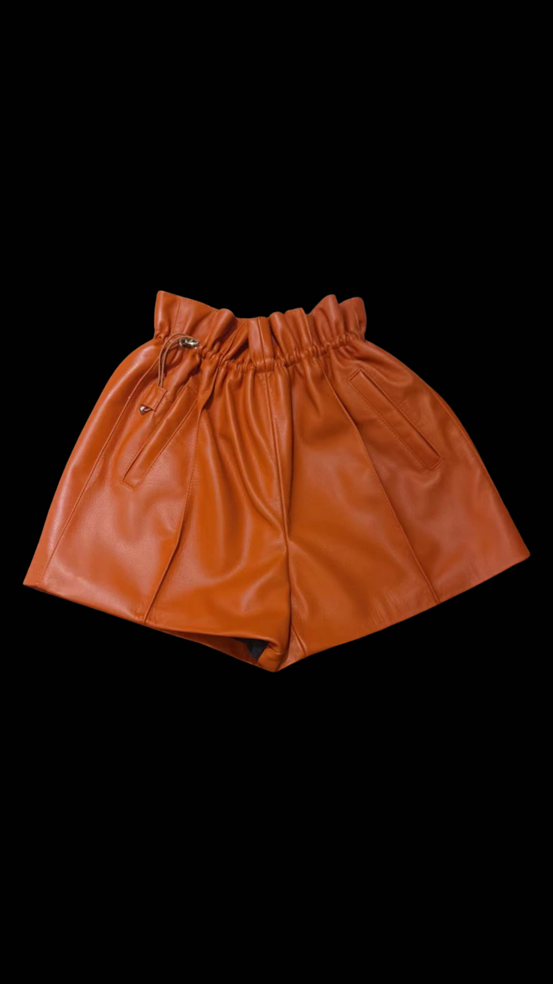 Draw Me Close - Women's  Leather Drawstring Shorts