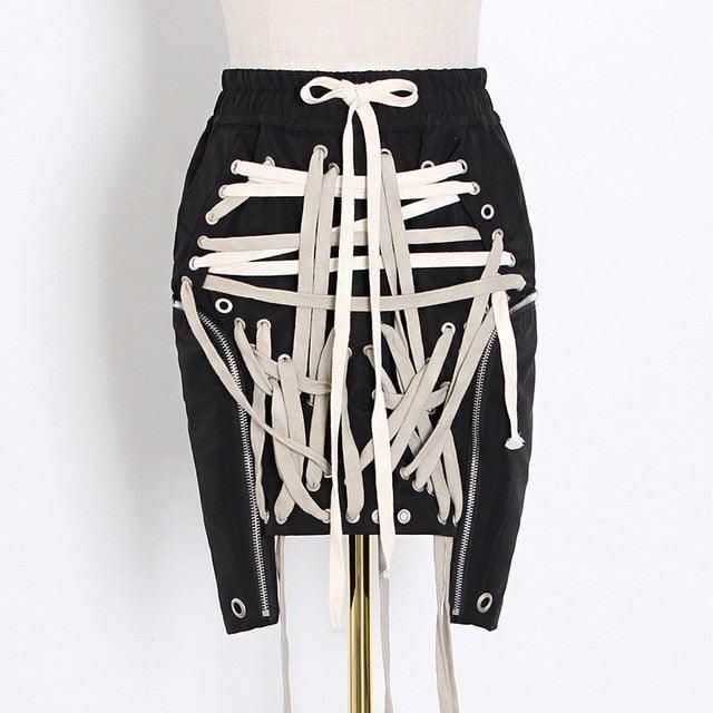 No Bondage - Women Lace Up Skirt - Worthy Chic